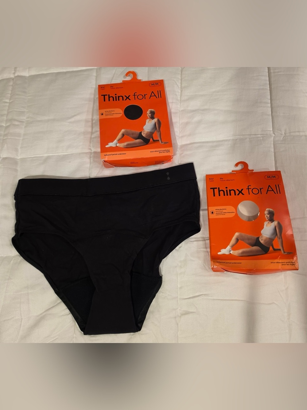 Thinx For All Black Women's Period Briefs - Black M NWT 2 pack